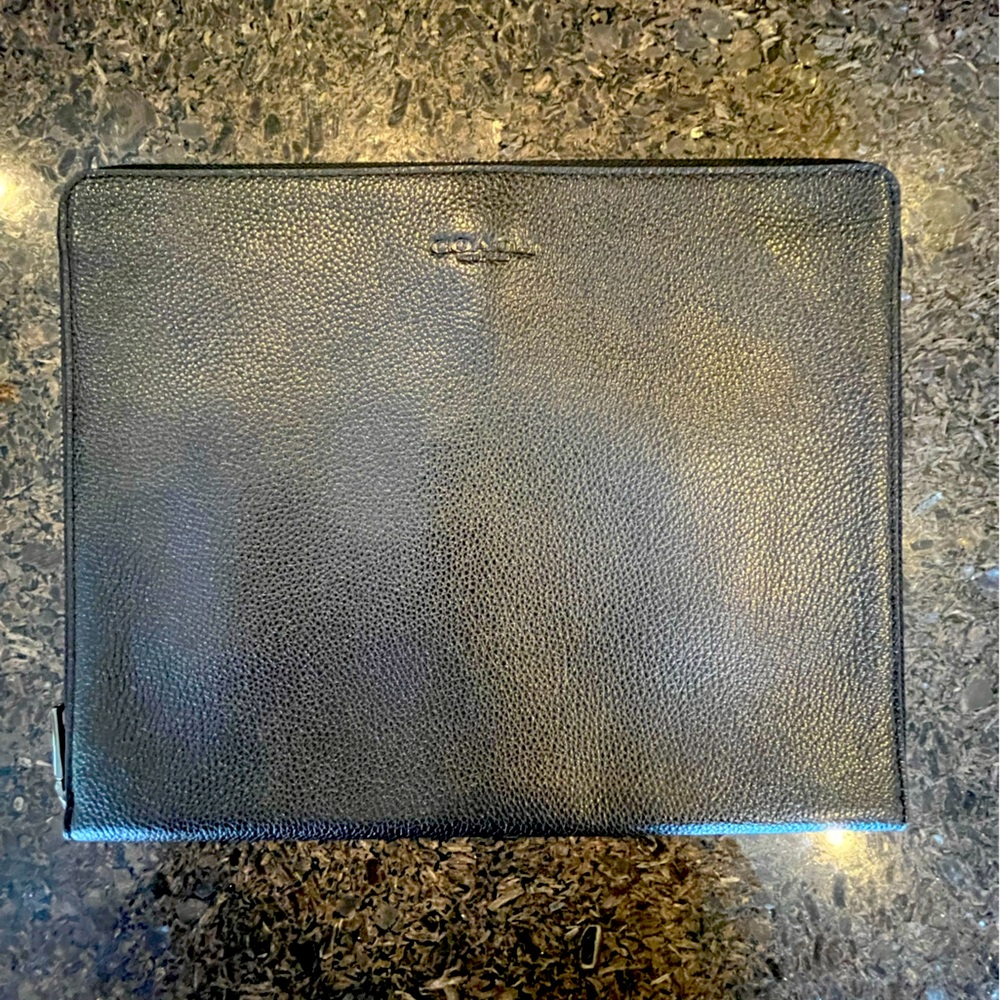 Coach Black Pebble Leather Tablet Folio / Sleeve / Tech Case NWOT